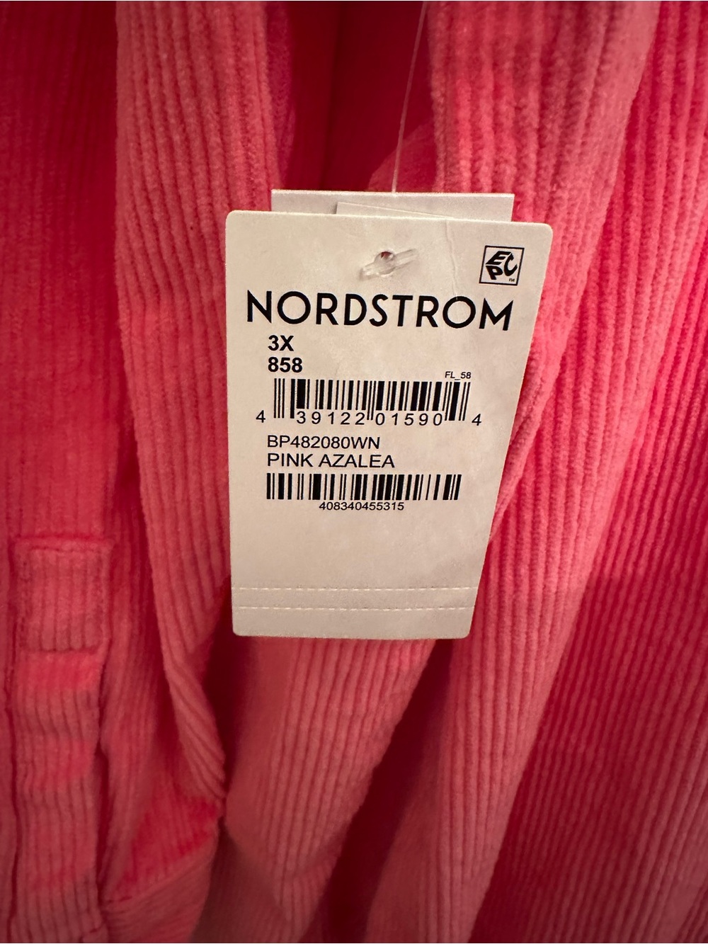 NWT ! BP Nordstrom Pink Azalea Corduroy Oversized Shacket Shirt Plus Size 3X - Picture 4 of 5